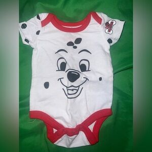 Disney Red and White Dalmatian Bodysuit size NB-Flaw